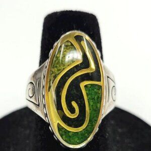 925 Vintage CAROLYN POLLACK Turquoise Chip Ring